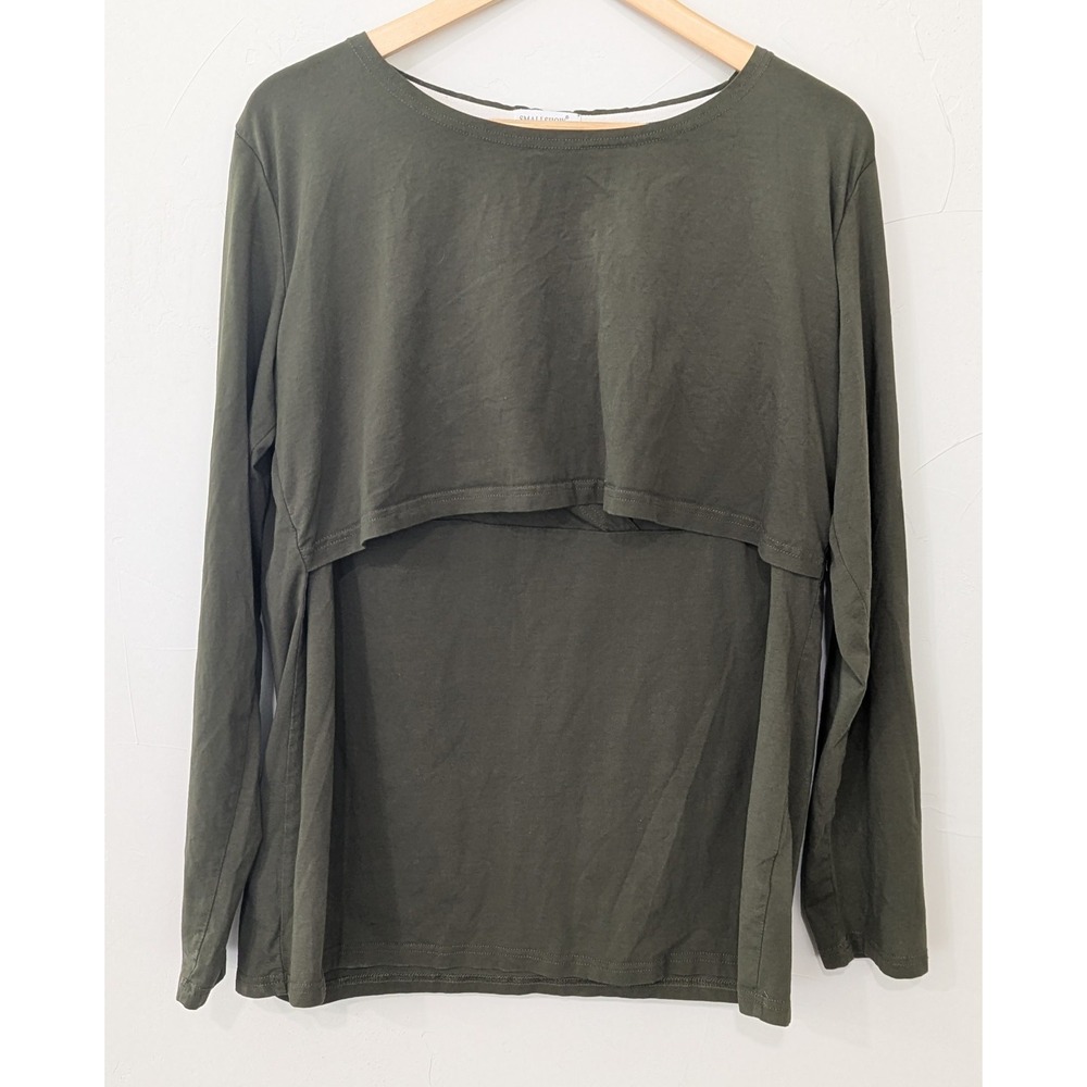 Small Show Women's Nursing Top XXL Long Sleeve Olive Green